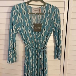 NWTs Leota maternity midi-length wrap dress (sz M)